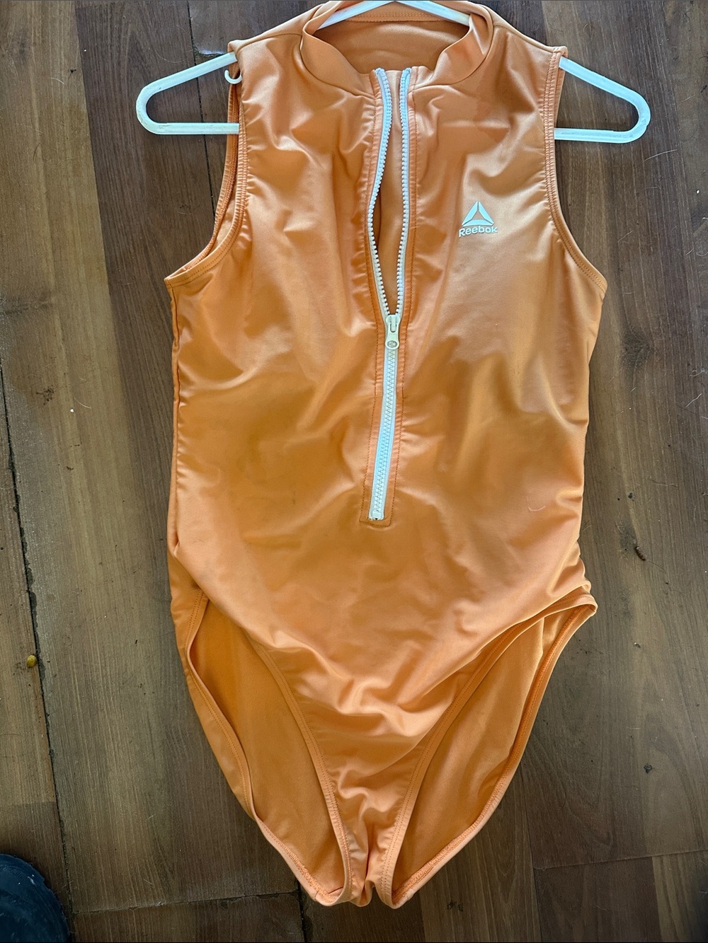 Reebok Orange Front-Zip Athletic One-Piece